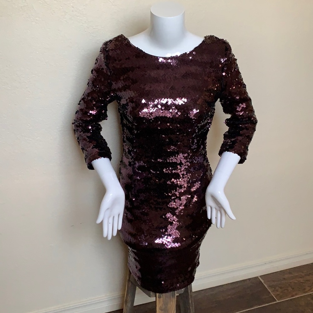 Fashion Nova plum sequin midi dress